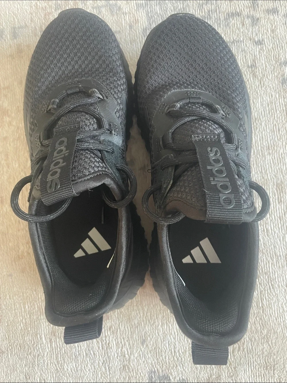 adidas kids All-Black Mesh Athletic Sneakers